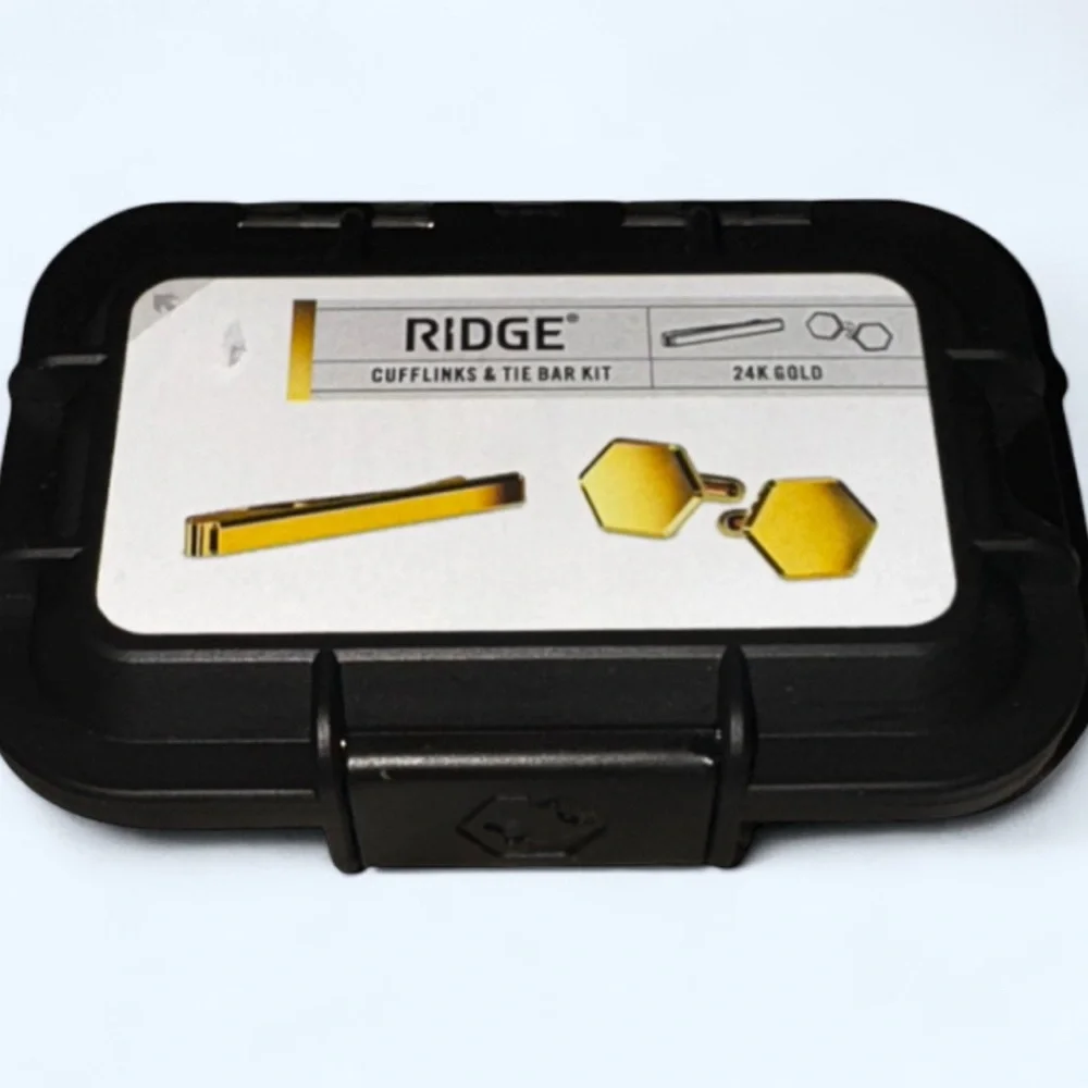 Ridge 24K Gold - Cufflinks & Tie Bar Set was told that set has 1/8th ounce gold - Picture 1 of 12